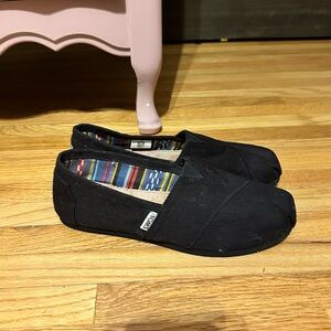 Toms Alpargata Black slip ons Size 6.5
